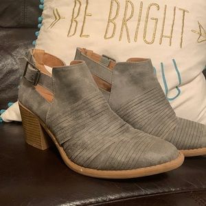 Maurices booties Solid stack heel, back zipper and adjustable buckles.